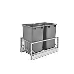 Rev-A-Shelf Double 35-quart Door Mount Pullout Waste Container w/Soft-Close (Silver Polymer)