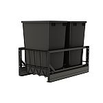 Rev-A-Shelf Aluminum Double Black 35 Qt. Pullout Waste Container w/ Soft-Close for 18" Base Cabinets