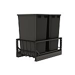 Rev-A-Shelf Aluminum Double Black 50 Qt. Pullout Waste Container w/ Soft-Close for 21" Base Cabinets