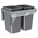 Rev-A-Shelf Steel Top Mount Waste and Recycle Center Pullout w/ Double Metallic Silver 35 qt. Containers and Soft-Close for 18" Full-Access Base