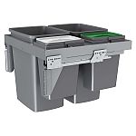 Rev-A-Shelf Steel Top Mount Waste and Recycle Center Pullout w/ Double Metallic Silver 35 qt., Double 8 qt. Containers and Soft-Close for 24" Full-Access Base