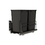 Rev-A-Shelf Steel Double Black 27 Qt. Bottom Mount Pullout Waste Container w/ Soft-Close for 15" Base Cabinets