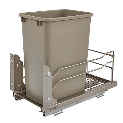 Rev-A-Shelf Single 35 qt. Pullout Champagne Waste Container w/ Soft-Close Slides