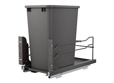 Rev-A-Shelf Orion Gray Steel Bottom Mount Waste Pullout w/ Single 35 qt. Container and Soft-Close for 15" Full-Height Base