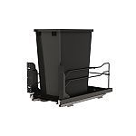 Rev-A-Shelf Steel Single Black 35 Qt. Bottom Mount Pullout Waste Container w/ Soft-Close for 15" Base Cabinets