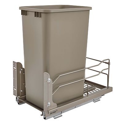 Rev-A-Shelf Single 50 qt. Pullout Champagne Waste Container w/ Soft-Close Slides