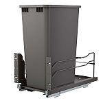 Rev-A-Shelf Orion Gray Steel Bottom Mount Waste Pullout w/ Single 50 qt. Container and Soft-Close for 15" Full-Height Base