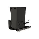 Rev-A-Shelf Steel Single Black 50 Qt. Bottom Mount Pullout Waste Container w/ Soft-Close for 15" Base Cabinets