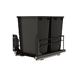 Rev-A-Shelf Steel Double Black 35 Qt. Bottom Mount Pullout Waste Container w/ Soft-Close for 18" Base Cabinets
