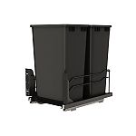 Rev-A-Shelf Steel Double Black 50 Qt. Bottom Mount Pullout Waste Container w/ Soft-Close for 21" Base Cabinets