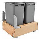 Rev-A-Shelf Rev-A-Motion&trade; Double 50qt. Bottom Mount Wood Pullout Waste Container (Maple/Silver Polymer)