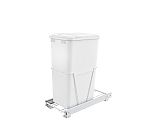 Rev-A-Shelf Single 50qt. Pullout Waste Container w/Lid and Full Extension Drawer Slides (White Polymer)