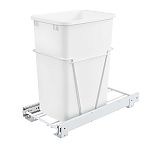 Rev-A-Shelf Single White 35 Qt. White Steel Wire Bottom Mount Waste Container w/ Full-Extension Slides for 15" Base Cabinets