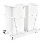 Rev-A-Shelf Double 27qt. Pullout Waste Container w/Full Extension Drawer Slides (White Polymer)