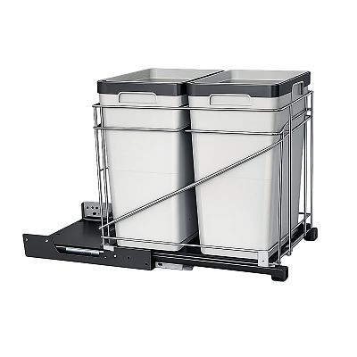 Vibo Double 35 Qt. Pullout Waste Container For 21"W Opening - (Silver/Light Gray)