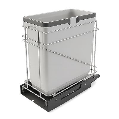 Vibo Single 35 Qt. Pullout Waste Container for 12"W Opening - (Silver/Light Gray)