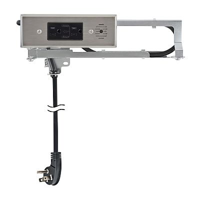 Docking Drawer 15 amp Blade Compact Vanity Outlet, Fits 11" Wide Drawers, (2) 30W USB-C Ports & (2) AC Outlets, Integrated Safety Shutoff