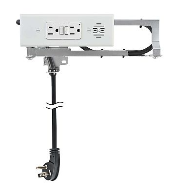 Docking Drawer 15 amp Blade Compact Vanity Outlet, Fits 11" Wide Drawers, (2) AC - GFCI Outlets, Integrated Safety Shutoff