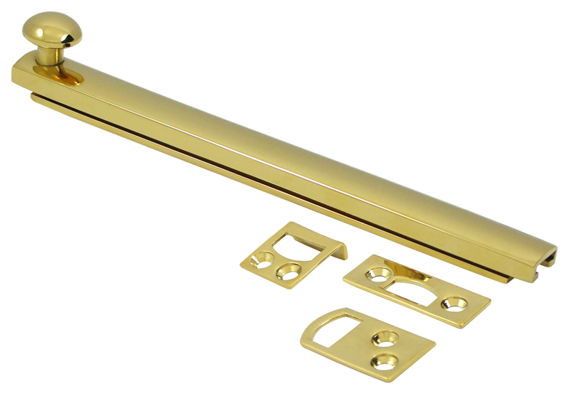 Deltana Solid Brass 6" (152mm) Concealed Screw Surface Bolt - EACH (Deltana Crown™ PVD Finish - Polished Brass) Questions & Answers