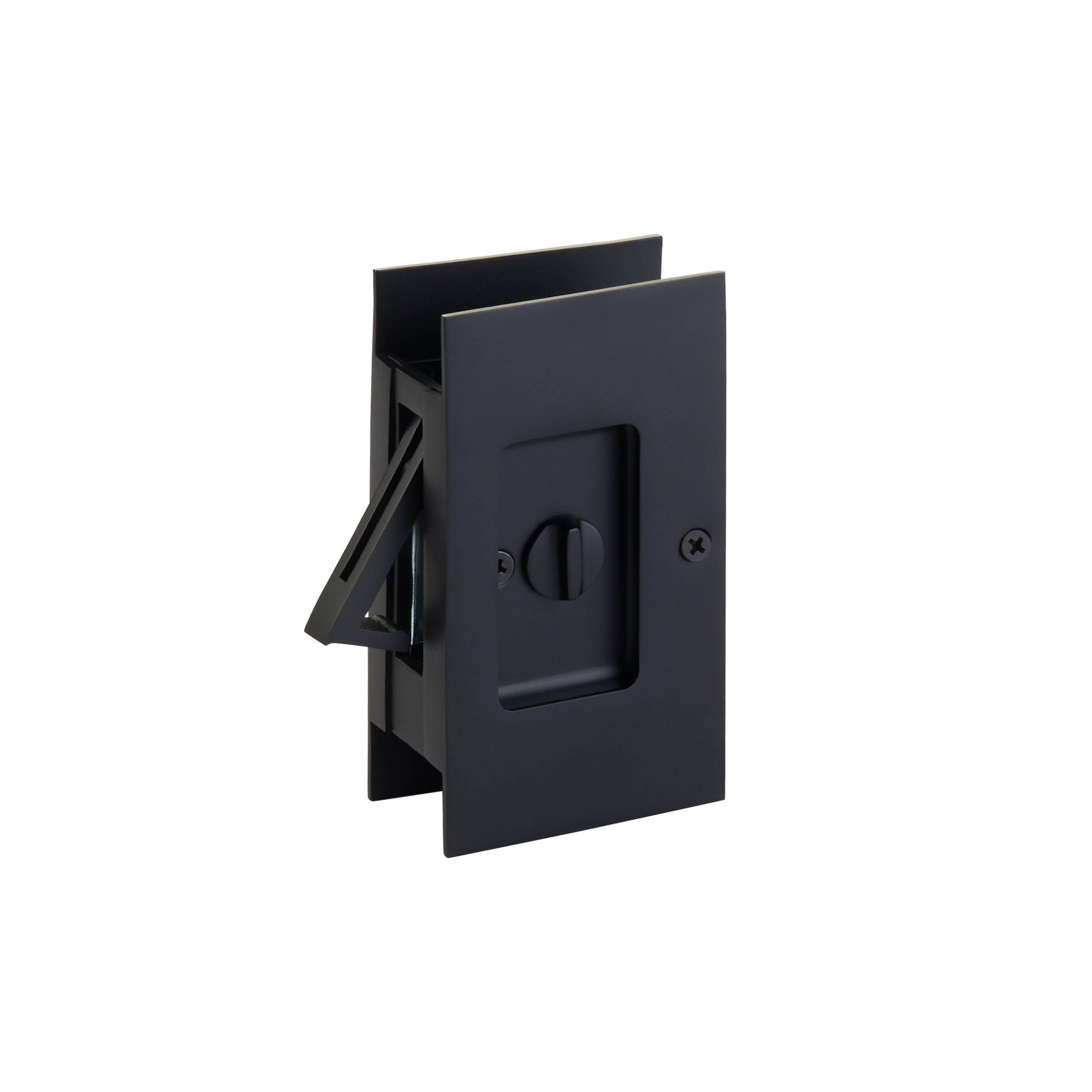 Emtek Modern Rectangular Pocket Door Privacy Lock (Flat Black) - EACH Questions & Answers