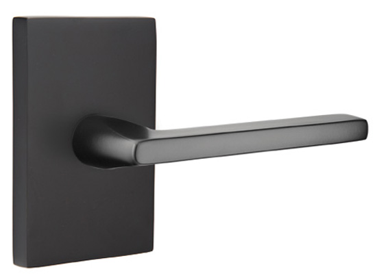 Emtek Modern Helios Door Leverset w/Modern Rectangular Rosette (Passage - Flat Black - Left - 2-3/4in. Backset) Questions & Answers