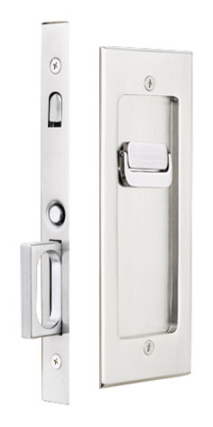 Emtek Modern Solid Brass Mortise Pocket Door Privacy Latch (Flat Black - 1-3/8in. Thickness) Questions & Answers