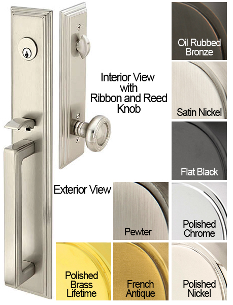 Emtek Solid Brass Melrose Tubular Entry Set (Double Cylinder - Cortina Lever - Polished Brass-Lifetime Finish - Left - 2-3/8in. Backset) Questions & Answers