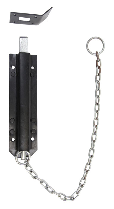 does the latch have a beveled edge so it will close automatically or does the chain have to be pulled down to close