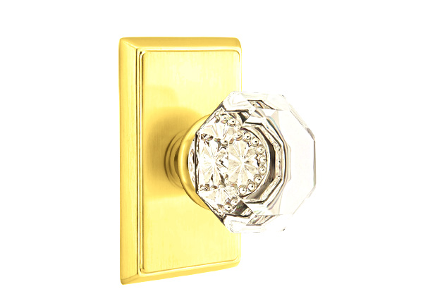 Emtek Old Town Clear Glass Door Knobset w/Rectangular Rosette (Dummy Set - Polished Brass Lifetime) Questions & Answers