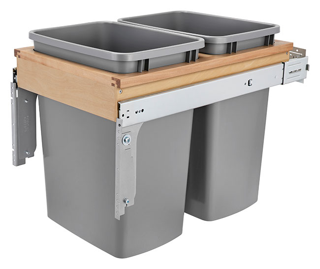 Rev-A-Shelf Double 35 Qt. Maple Top Mount Waste Container w/Soft-Close - Silver Questions & Answers