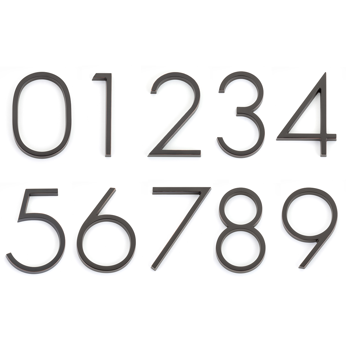 What material composes the oil rubbed bronze house numbers?