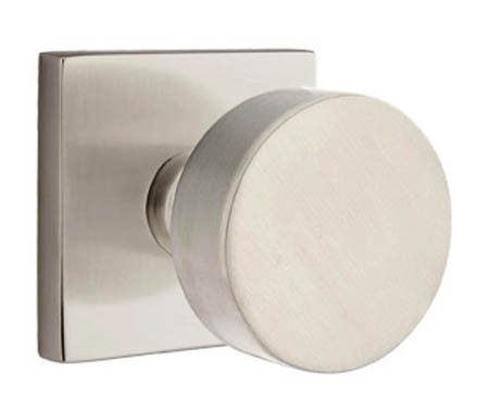 Emtek Modern Round Knobset w/Square Rosette (Privacy - Round Knob - Satin Nickel - 2-3/8in. Backset) Questions & Answers