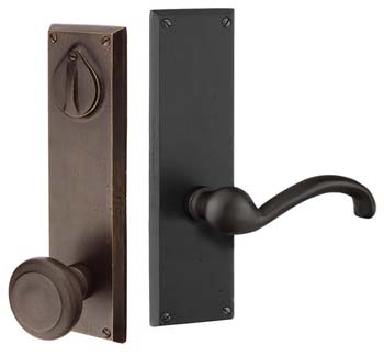 Emtek Cast Bronze Large Rectangular Style Decorative Side Plate Set (Dummy Keyed - Flat Black - Teton Lever - Left) Questions & Answers