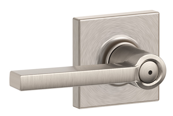 Schlage Collins Collection Latitude Lever Set (Privacy - Satin Nickel - Adjustable Backset) Questions & Answers