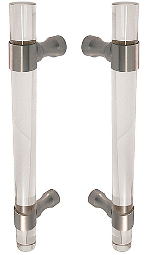 First Impressions 8" (203mm) Center-to-Center Pacific 1 Shower Door Pulls - Back-to-Back Set (Clear Acrylic/Satin Nickel) Questions & Answers