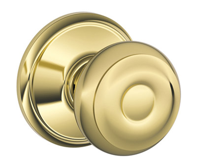 Schlage Georgian Door Knobset (Passage - Polished Brass - Adjustable Backset) Questions & Answers