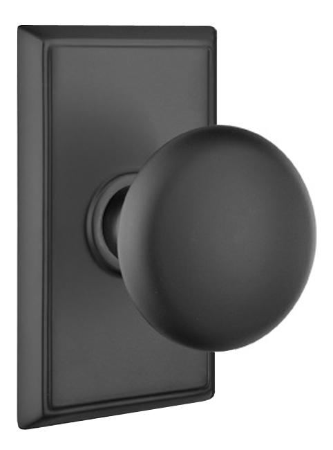 Emtek Providence Forged Brass Door Knobset w/Rectangular Rosette (Privacy - Flat Black - 2-3/8in. Backset) Questions & Answers