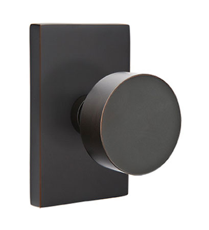 Emtek Modern Round Door Knobset w/Modern Rectangular Rosette (Dummy Set - Oil Rubbed Bronze) Questions & Answers