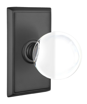 Emtek Bristol Glass Door Knobset w/Rectangular Rosette (Privacy - Flat Black - 2-3/8in. Backset) Questions & Answers