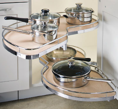 Kessebohmer LeMans II 50 - 18in. Corner Pullout 2-Shelf Set - Left Hand Swing (Chrome/Maple) Questions & Answers
