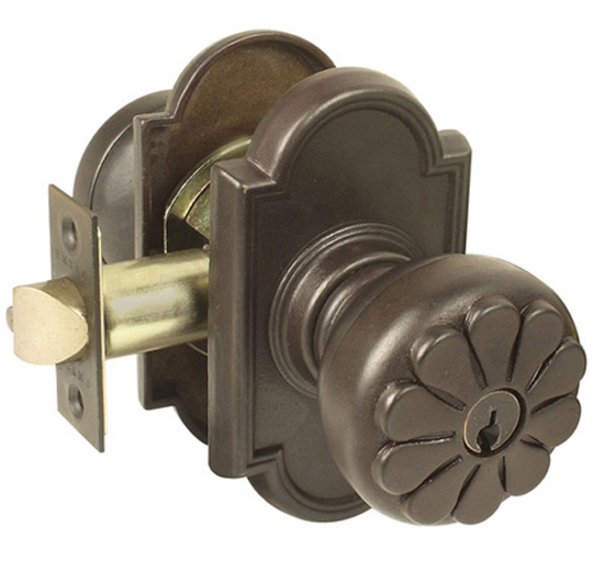 Emtek Cast Bronze Petal Keyed Knobset w/ Scalloped Rosette (Keyed Entry - Medium Bronze) Questions & Answers