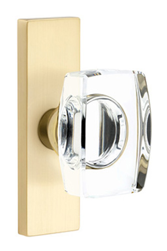 Emtek Modern Windsor Glass Door Knobset w/Stretto Rosette (Privacy - Satin Brass - Right - 2-3/8in. Backset) Questions & Answers