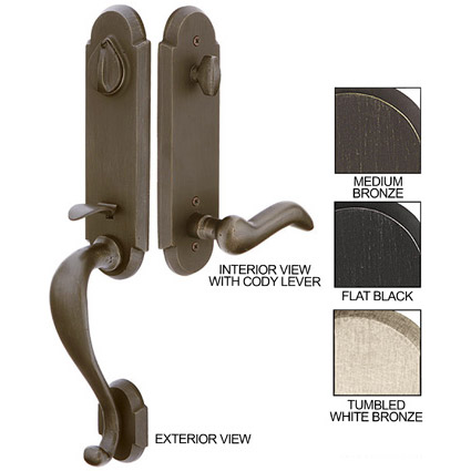 Emtek Cast Bronze Remington Entry Set (Double Cylinder - Cody Lever - Medium Bronze - Right - 2-3/4in. Backset) Questions & Answers