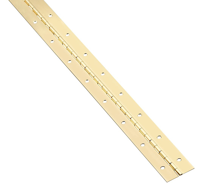 CLOSEOUT SPECIAL! - National V570 Medium-Gauge Steel 1-1/2" (38mm) x 30" (762mm) Continuous Piano Hinge - EACH (Bright Brass) Questions & Answers