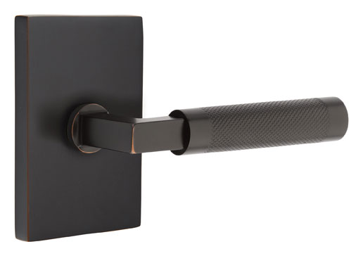 Emtek Select Knurled L-Square Door Leverset w/Modern Rectangle Rosette (Passage - Oil Rubbed Bronze - Left - 2-3/4in. Backset) Questions & Answers