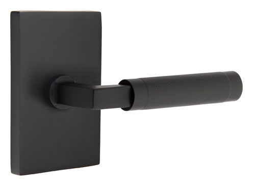 Emtek Select Knurled L-Square Door Leverset w/Modern Rectangle Rosette Questions & Answers