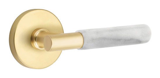 Emtek Select T-Bar White Marble Door Leverset w/Disk Rosette (Dummy Set - Satin Brass) Questions & Answers