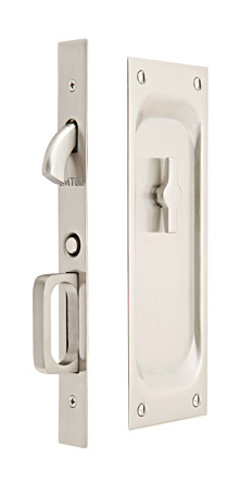 Emtek Solid Brass Mortise Pocket Door Privacy Latch (Satin Nickel - 1-3/4in. Thickness) Questions & Answers