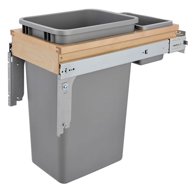 Rev-A-Shelf 50 Qt. Maple Top Mount Waste Container w/Soft-Close (1.5" faceframe) - Silver Questions & Answers