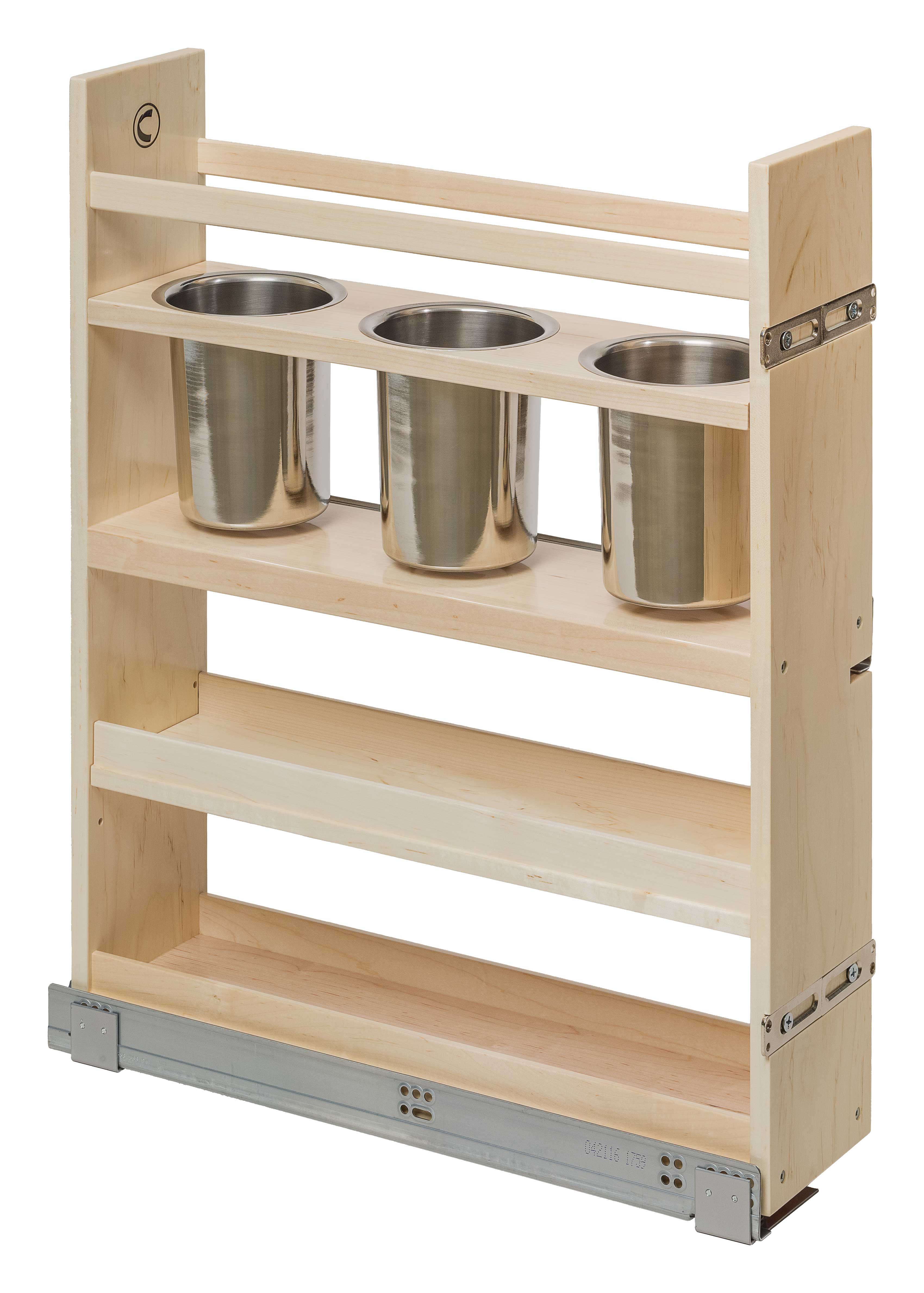 Century Signature 5-7/8" (149mm) Wide Pullout Base Canister Organizer w/Soft-Close (Maple) Questions & Answers